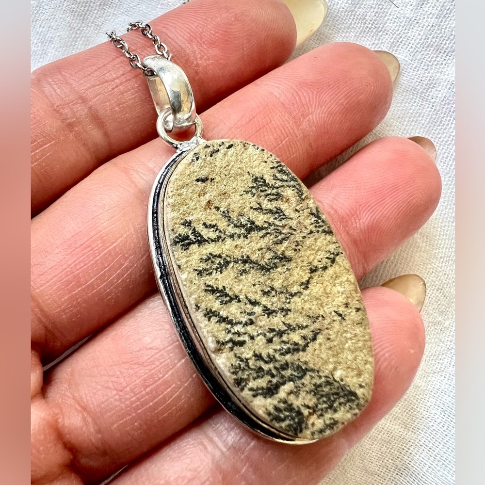 925 Psilomelane Dendrite Pendant Necklace